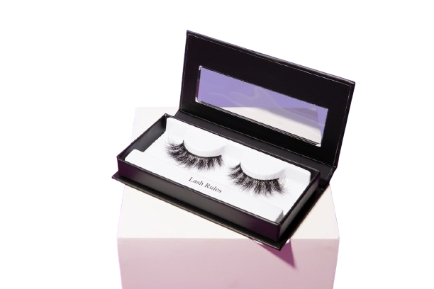 False lashes box with lash ruler for learning how to remove false lashes at home