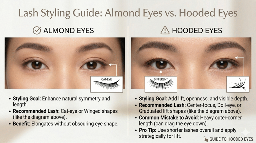 Almond Eyes vs Hooded Eyes Lash Differences